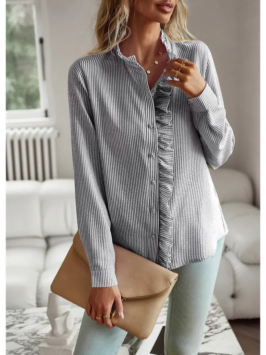 Roman Ruffle Button Down