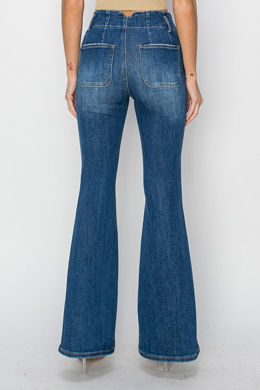 Risen High Rise Double Button Jeans