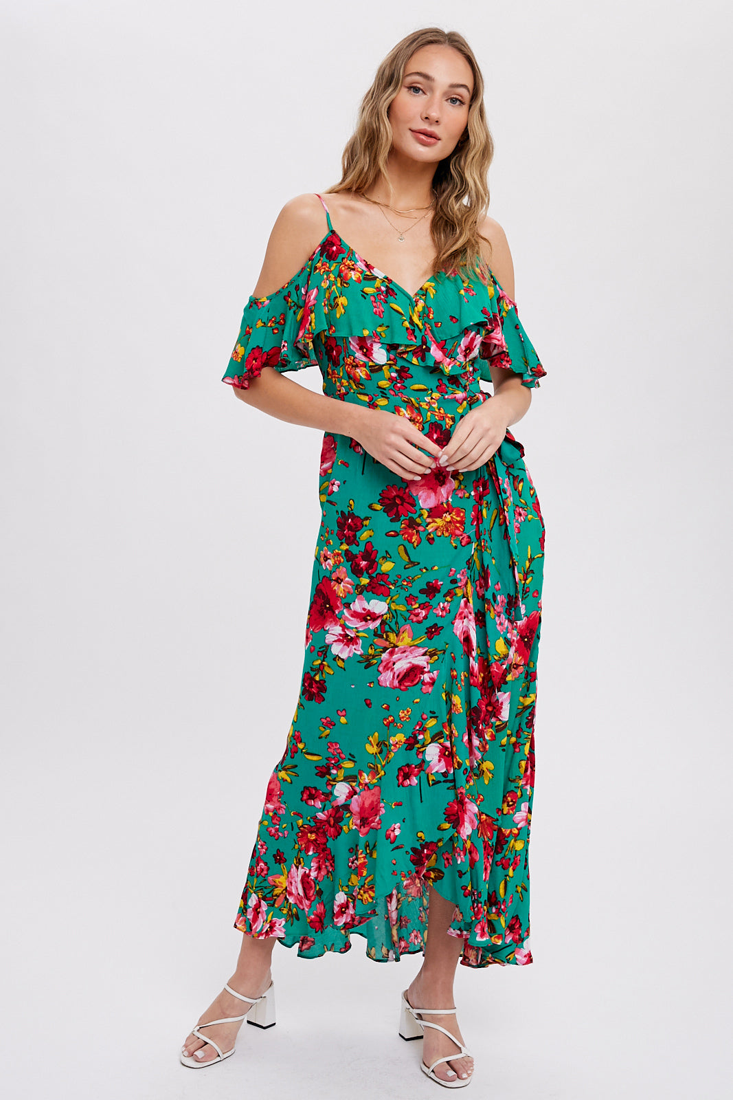 Cold Shoulder Wrap Dress