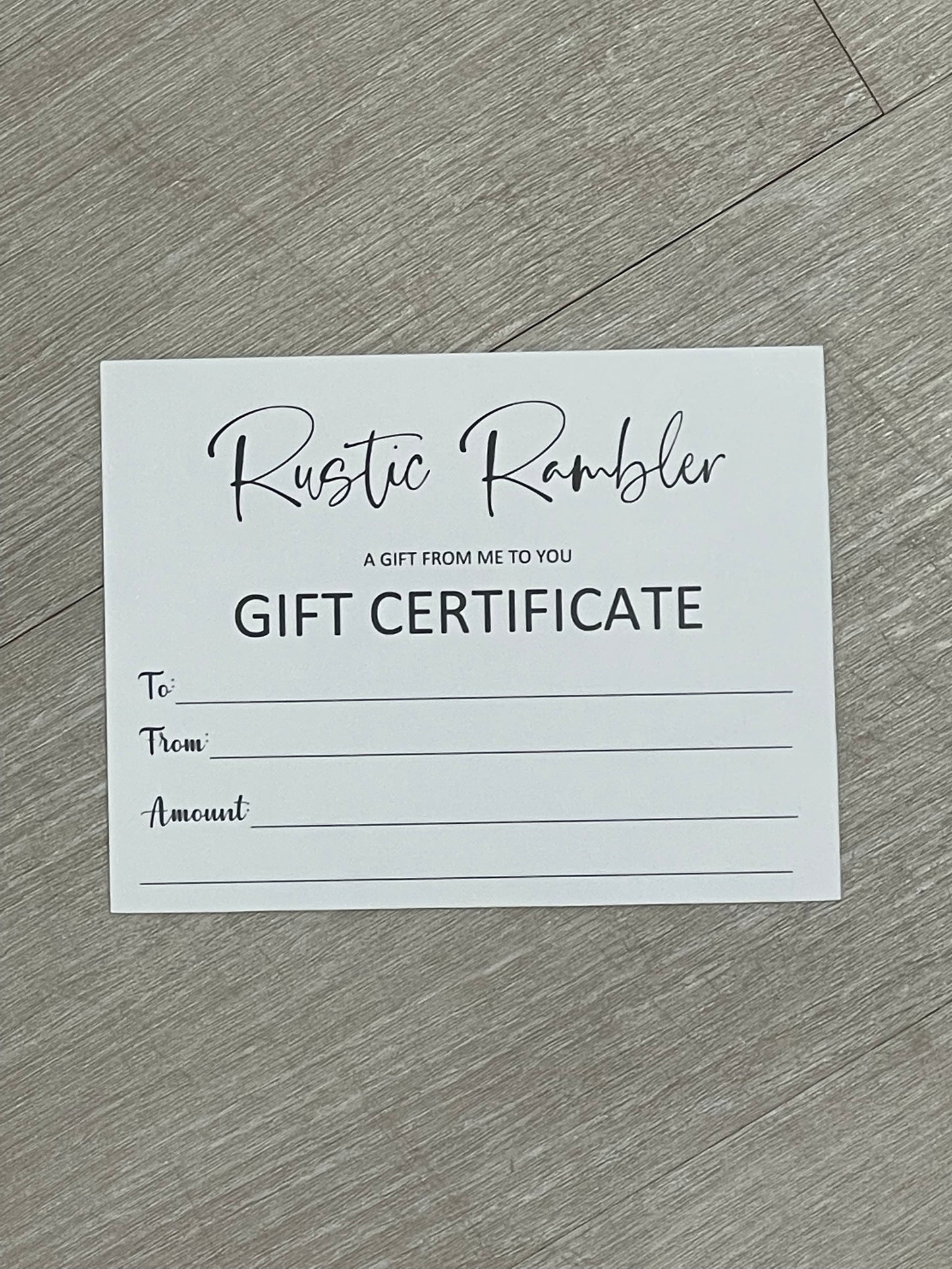 *RUSTIC RAMBLER GIFT CARD