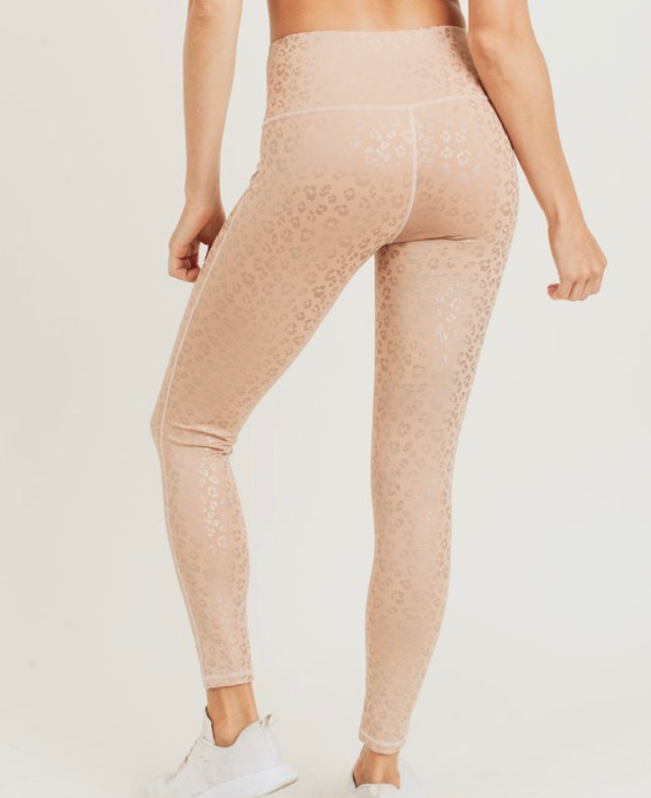 LEOPARD FOIL HIGHWAISTED LEGGINGS - PEACH