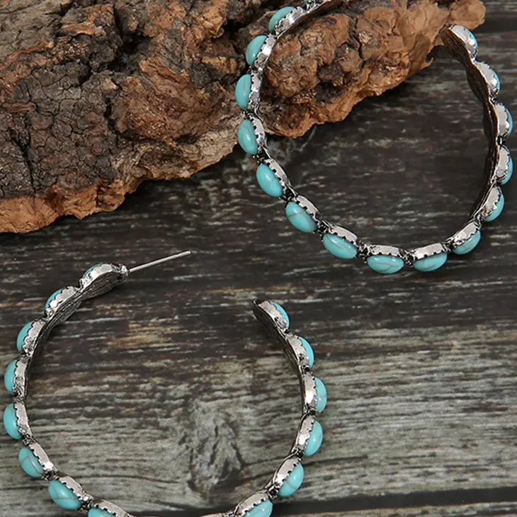 Turquoise C - Hoop Earrings