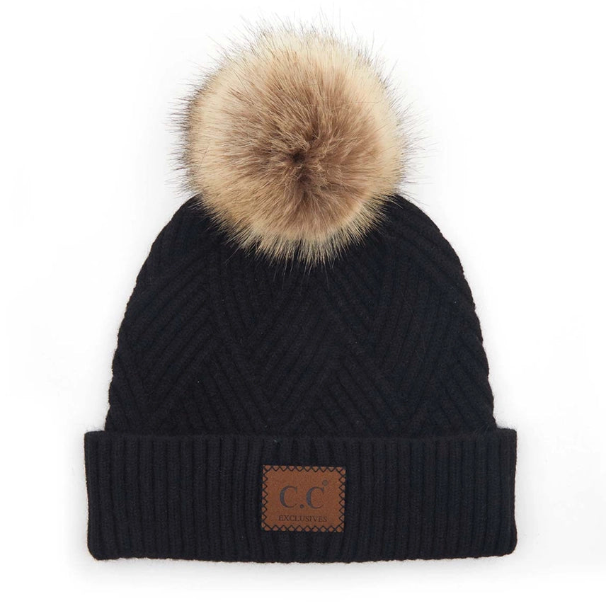 CC Criss-Cross Suede Patch Beanie