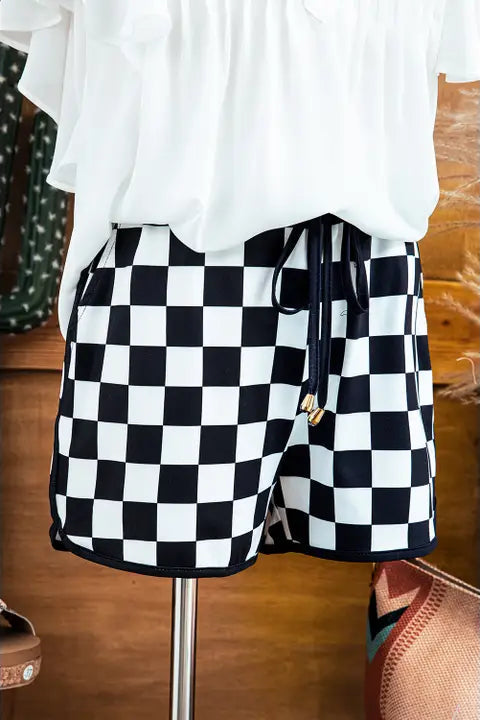 Checkered Drawstring Shorts