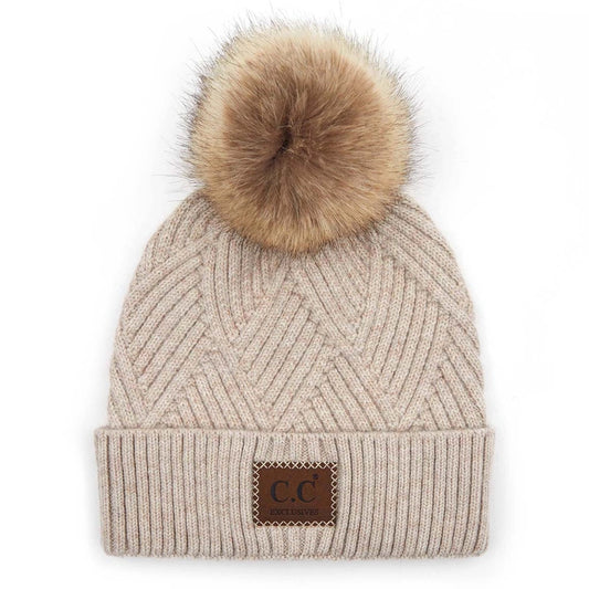 CC Criss-Cross Suede Patch Beanie