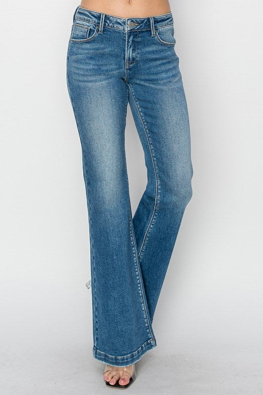 Risen Low Rise Flare Jeans