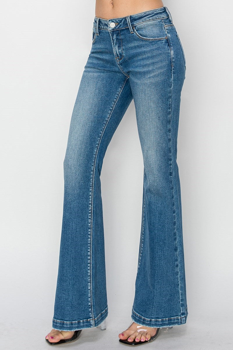 Risen Low Rise Flare Jeans