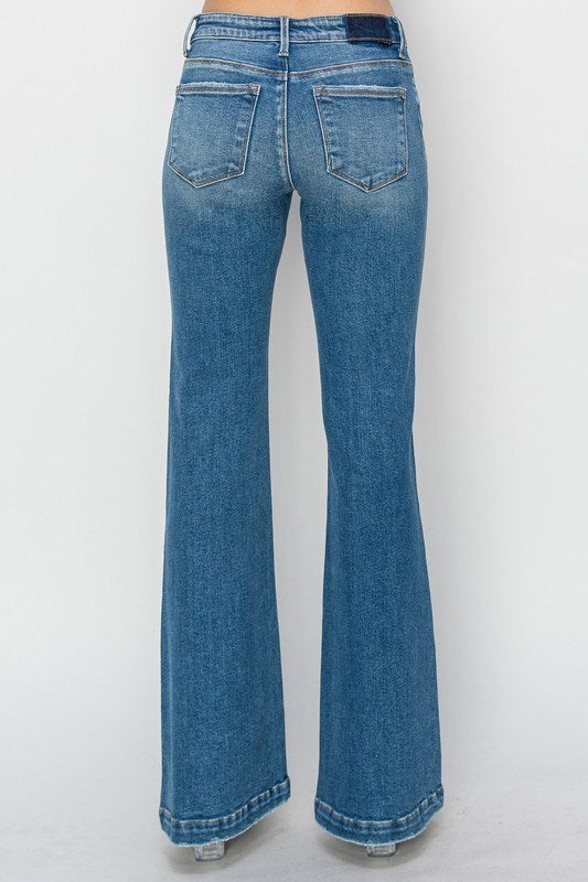 Risen Low Rise Flare Jeans