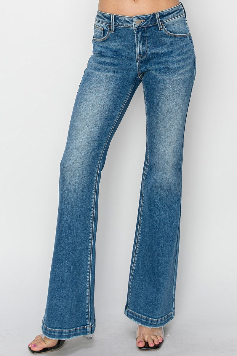 Risen Low Rise Flare Jeans