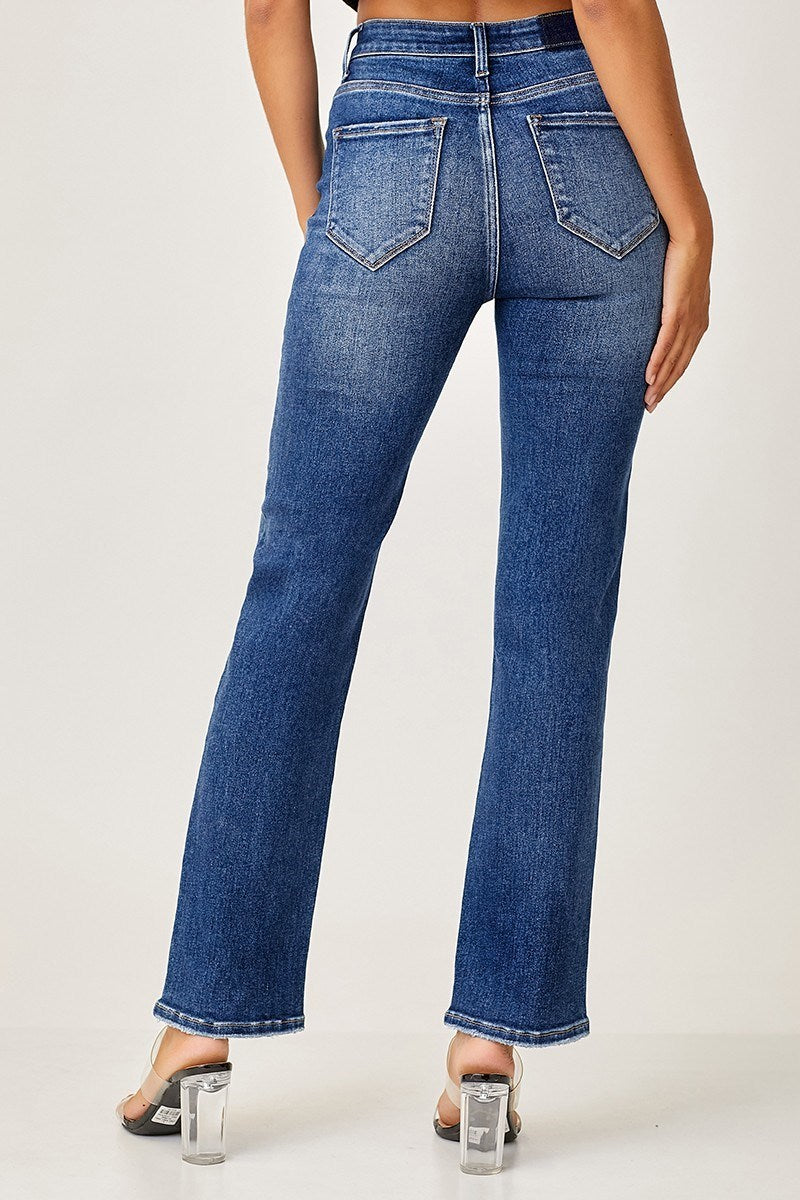 Risen Mid-Rise Relax Straight Jeans