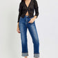 Risen High Rise Straight Cuffed Jeans