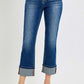 Risen High Rise Straight Cuffed Jeans