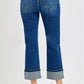 Risen High Rise Straight Cuffed Jeans