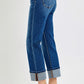 Risen High Rise Straight Cuffed Jeans