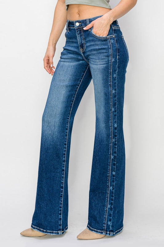 Risen Mid-Rise Star Straight Jeans