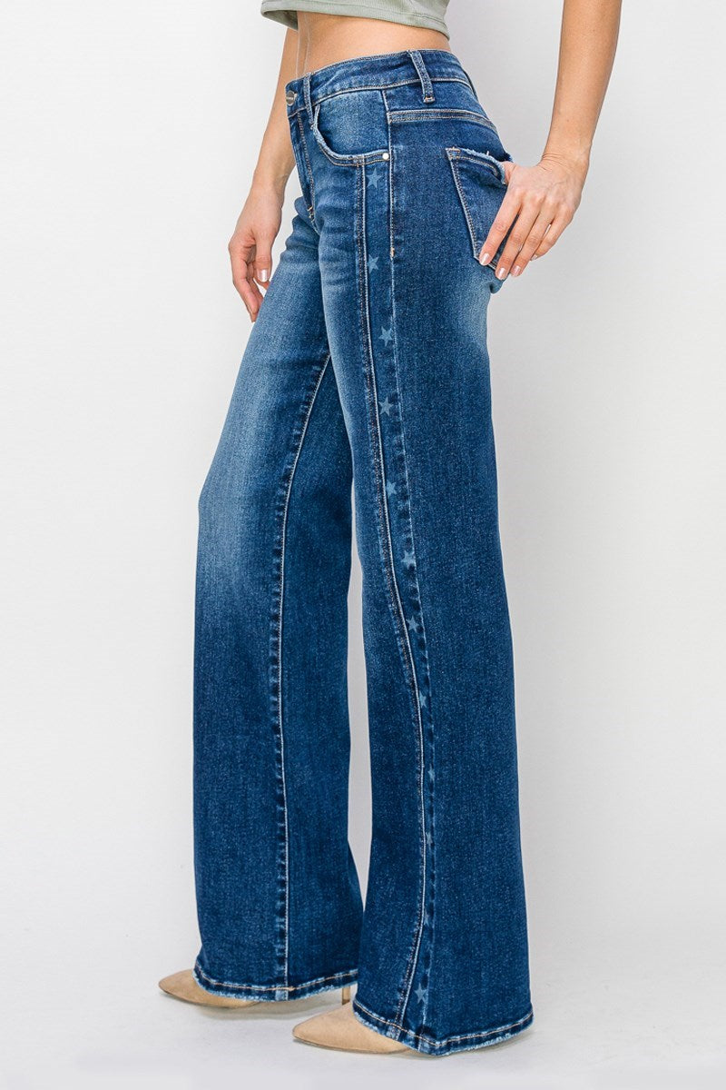 Risen Mid-Rise Star Straight Jeans