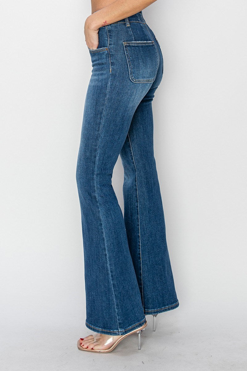 Risen High Rise Double Button Jeans