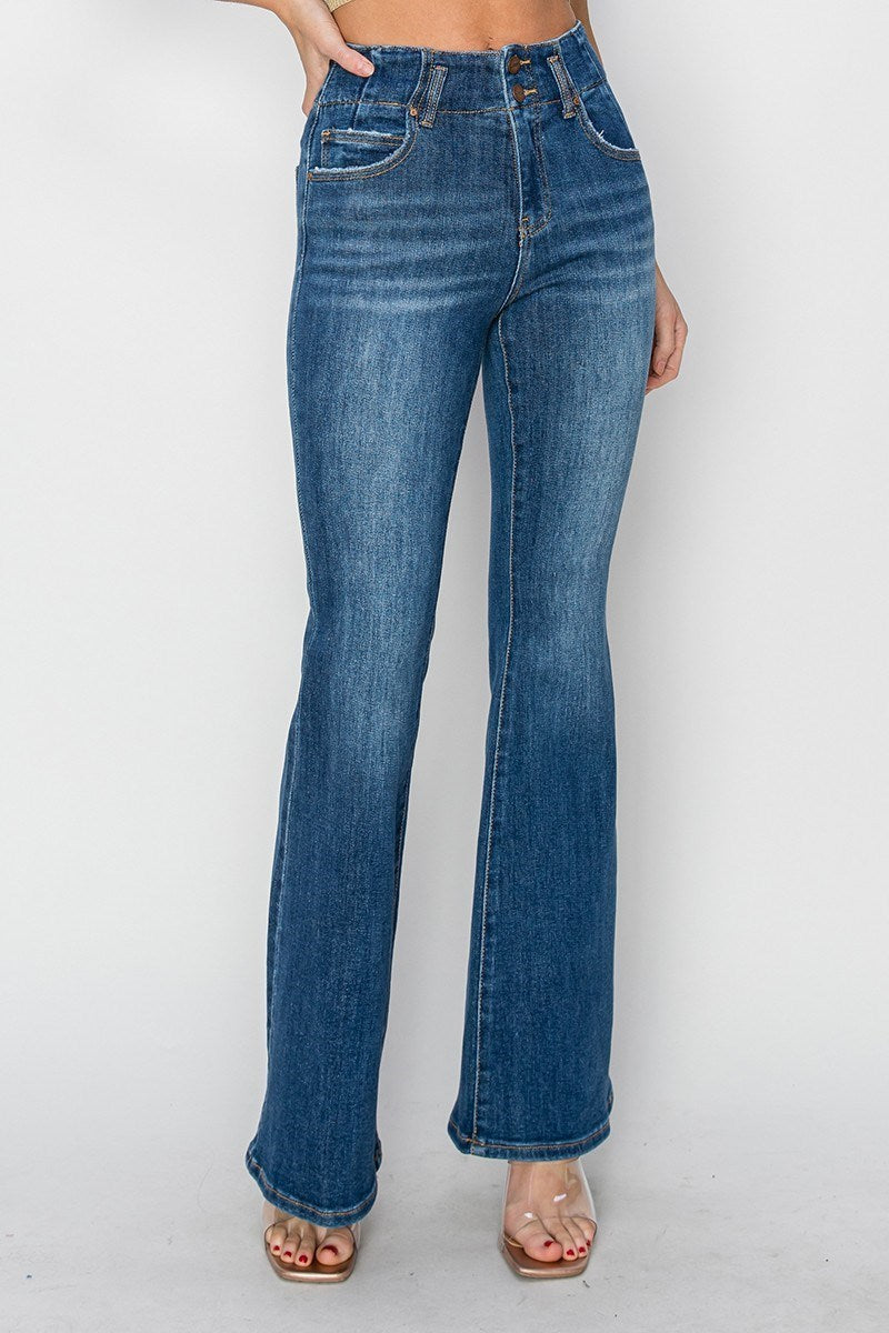 Risen High Rise Double Button Jeans