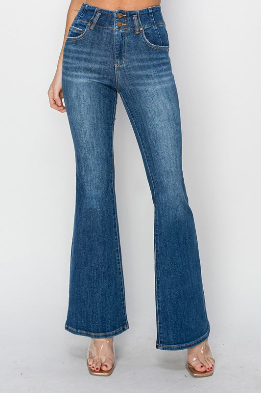 Risen High Rise Double Button Jeans