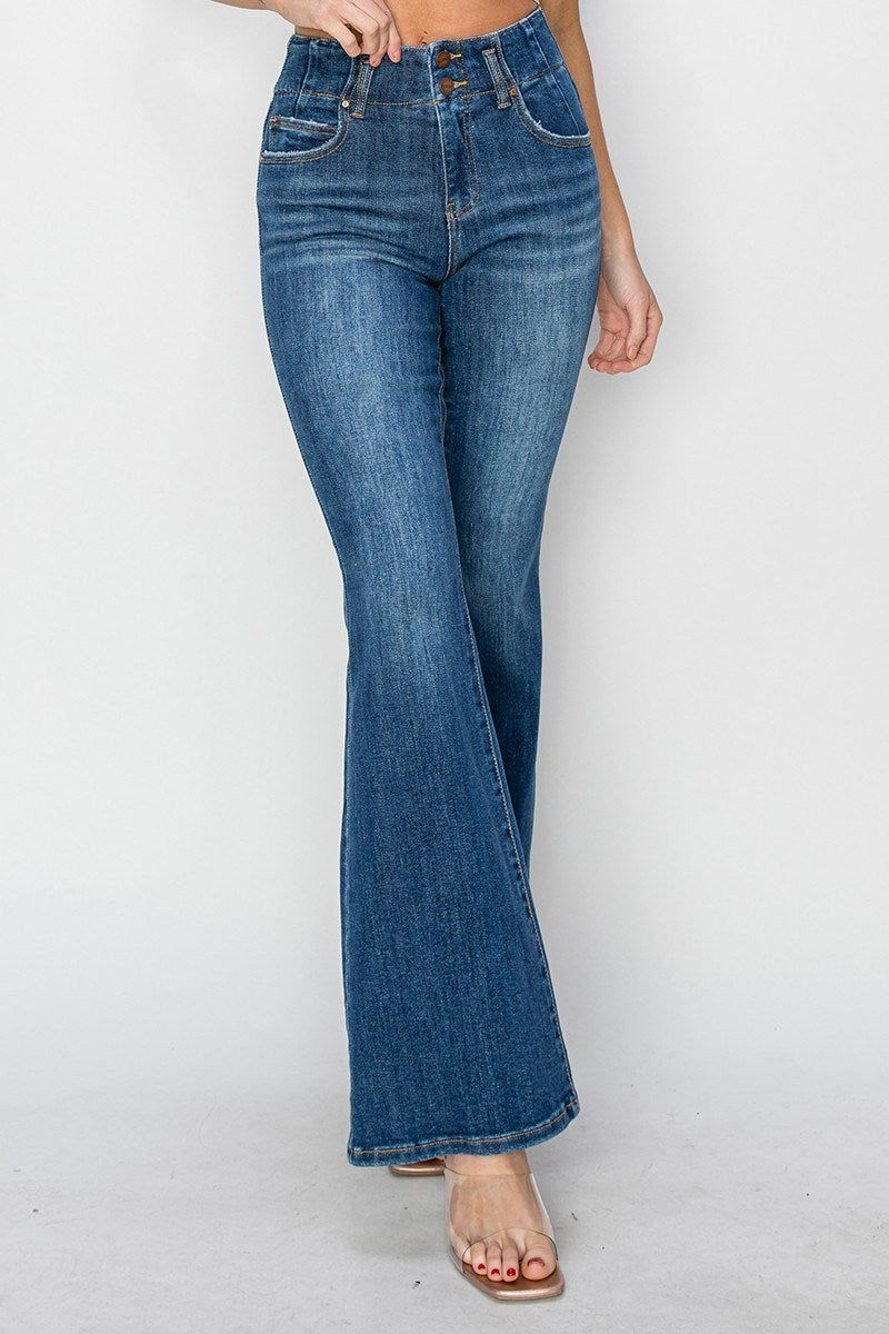 Risen High Rise Double Button Jeans