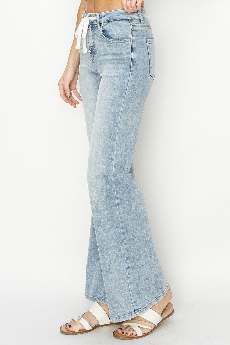 Risen High Rise Front Draw String Jeans