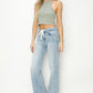 Risen High Rise Front Draw String Jeans