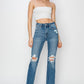 Risen High Rise Distressed Ankle Jeans