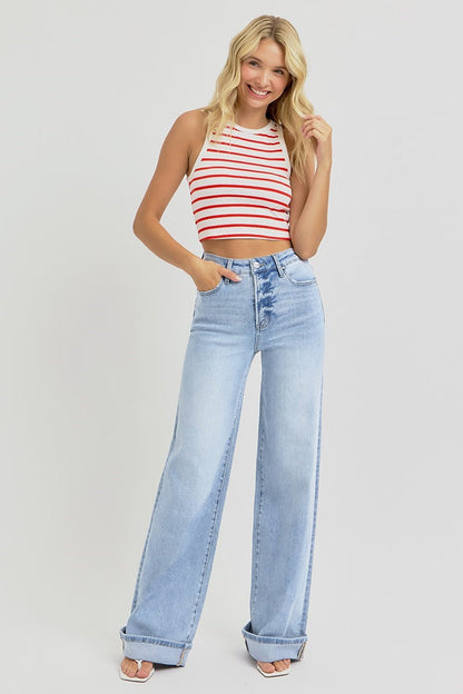 Risen TC High Rise Wide Cuffed Jean