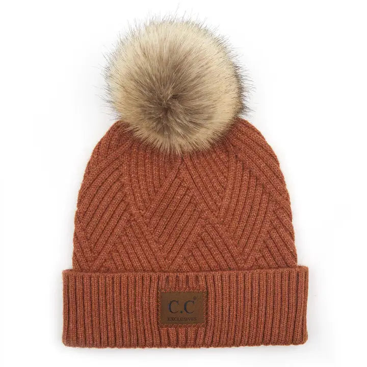 CC Criss-Cross Suede Patch Beanie