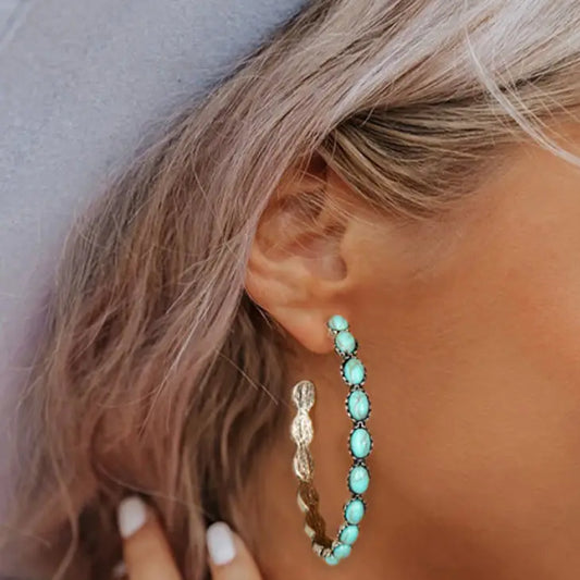 Turquoise C - Hoop Earrings