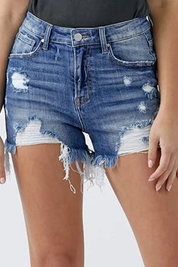 Risen High Rise Distressed Shorts