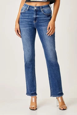 Risen Mid-Rise Relax Straight Jeans