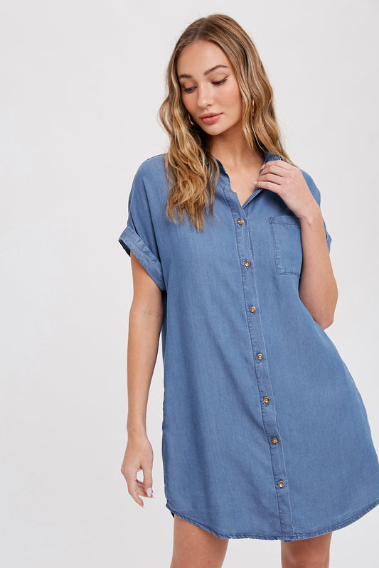 Tencel Button Up Shirt Dress