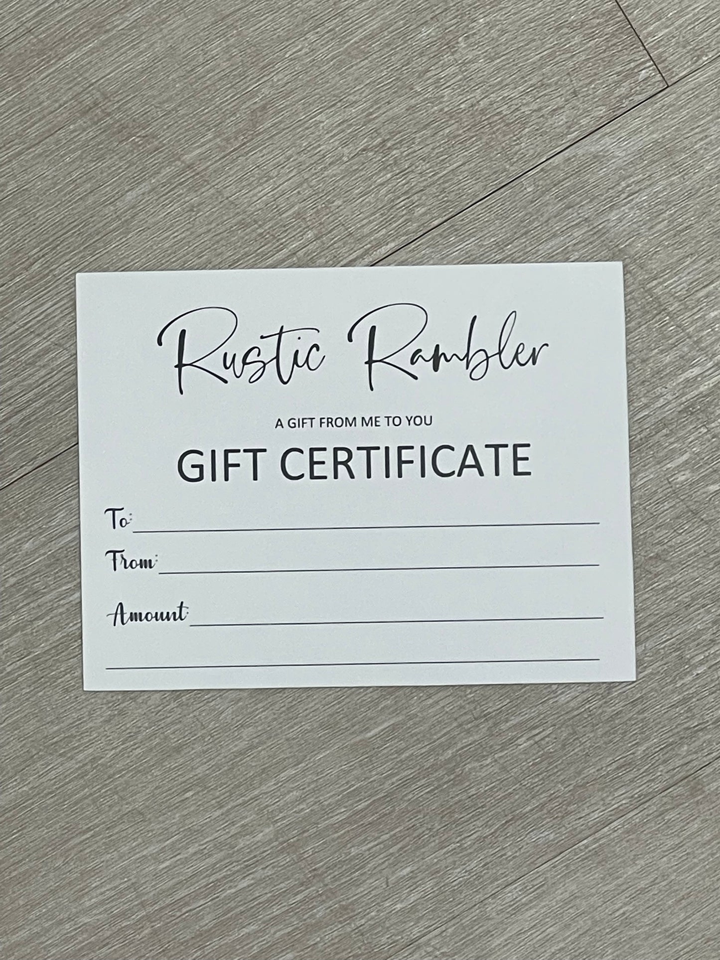 *RUSTIC RAMBLER GIFT CARD